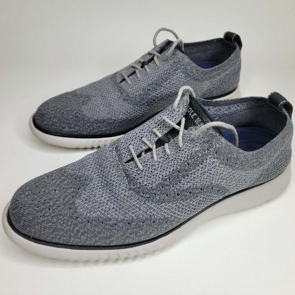Cole Haan 2.ZERO GRAND.OS Men' Gray Wingtip Knit Oxford Shoes C27565 Men's 11 M